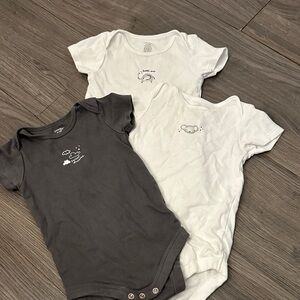 George White and Gray Kids Bodysuit Trio